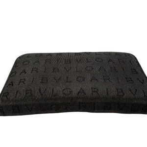 Bvlgari Bvlgari Logo Zip Around Black Canvas Wallet